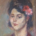Jeune femme brune - Huile