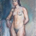 Nu à la draperie - Pastel